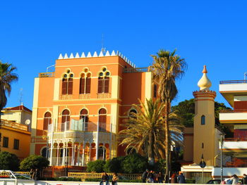 Exterior of building against clear blue sky