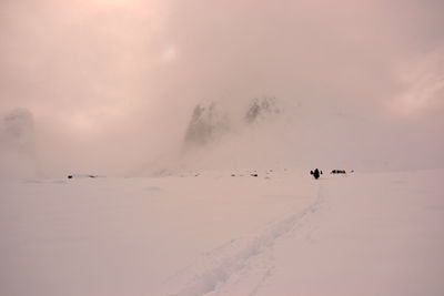 Scenic view of landscape against sky during winter