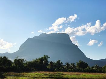 Low angle view of mountain against sky