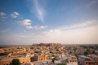 High angle view of townscape against sky