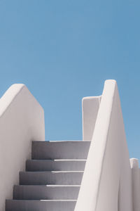 Low angle view of building against clear blue sky