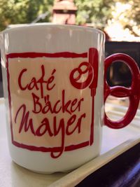 Close-up of coffee cup on table