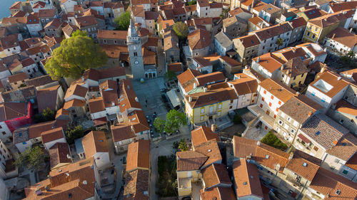 City omišalj on island krk in northern croatia on adriatic sea from above