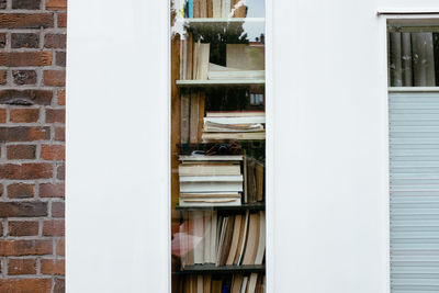 Stack of books in shelf
