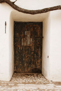 Closed door of old building