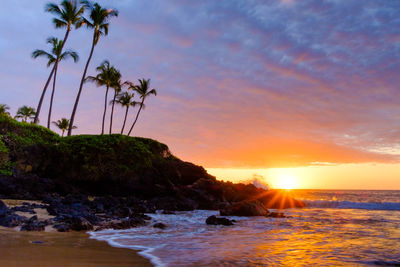 Scenic view of sea against sky during sunset