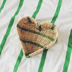 High angle view of fresh leaf in container
