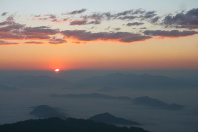 Scenic view of dramatic sky during sunset