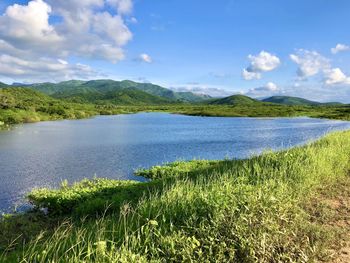 Scenic view of lake against sky