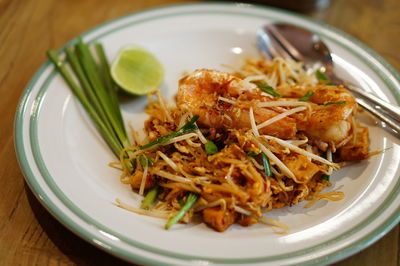High angle view of meal served in plate