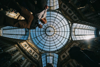 High angle view of people in clock