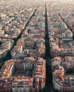 High angle view of buildings in city