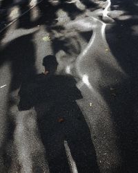 High angle view of people on street