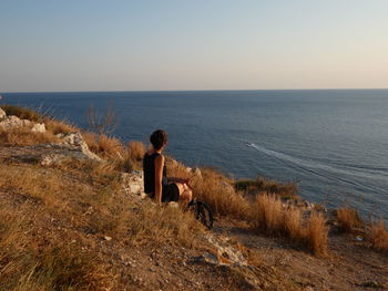 Scenic view of sea against clear sky