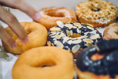 Detail shot of doughnuts