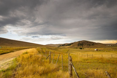 Scenic view of field against sky