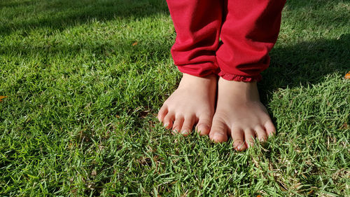 Low section of child on field