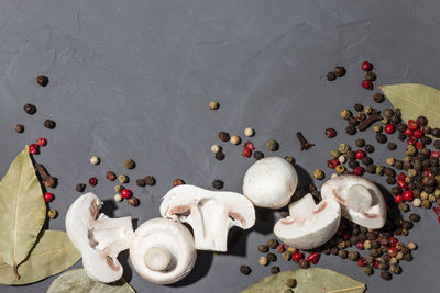 High angle view of dessert on table