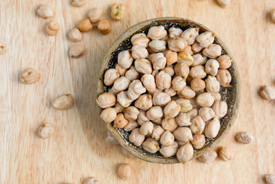 High angle view of food in bowl on table