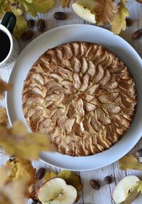 High angle view of homemade apple pie