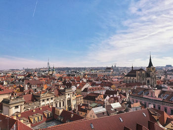 High angle view of townscape against sky