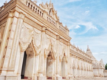 Low angle view of temple building against sky