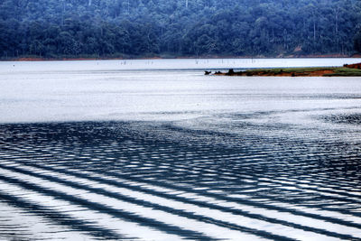 High angle view of lake against sky