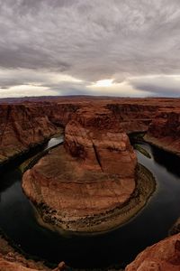 Aerial view of rock formations against sky