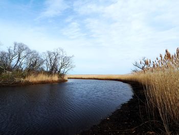 Scenic view of lake against sky