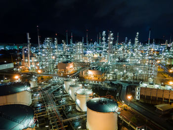 Aerial view oil refinery. industrial view at oil refinery plant form industry zone 