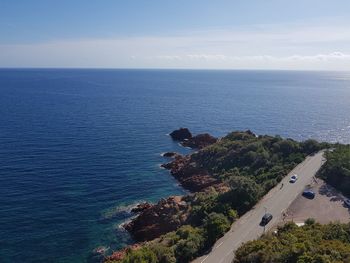 High angle view of sea against sky