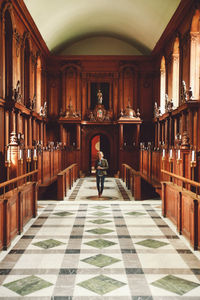 Woman in an old building