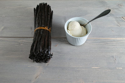 Close-up of bread in bowl on table