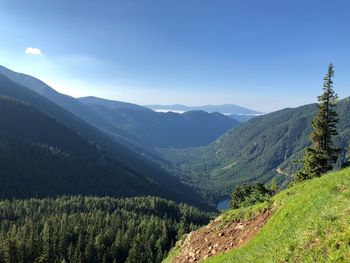 Scenic view of mountains against sky