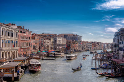 Boats moored at waterfront