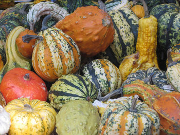 Full frame shot of pumpkins at market