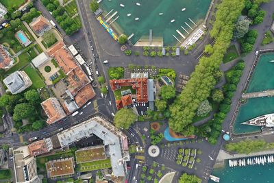 High angle view of buildings in city