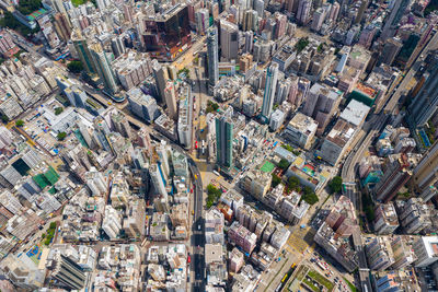 Aerial view of modern buildings in city