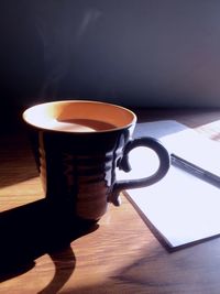 Coffee cup on table