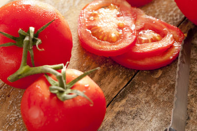 Close-up of tomatoes on table