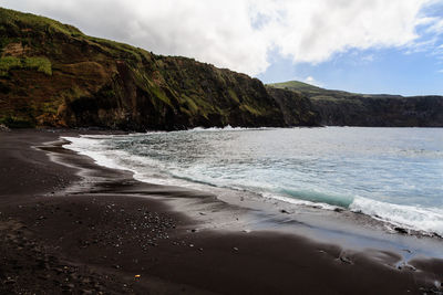 Scenic view of beach against sky