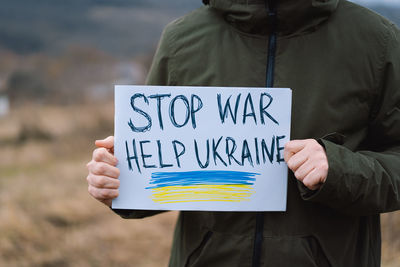 War of russia against ukraine. ukrainian man asks to stop the war in ukraine.