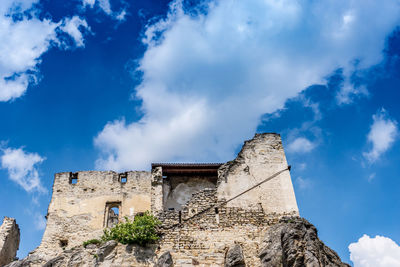 Low angle view of fort against sky