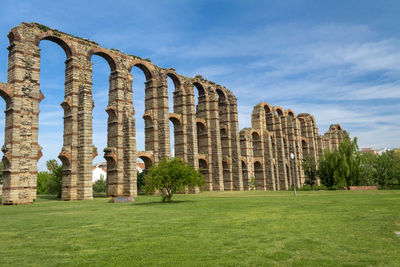 The acueducto de los milagros miraculous aqueduct is the ruins of a roman aqueduct bridge