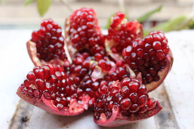 Close-up of strawberries on table