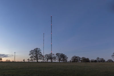Scenic view of field against clear blue sky