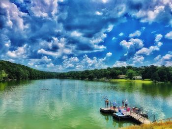 Scenic view of lake against sky