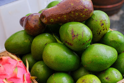 High angle view of fruits for sale in market