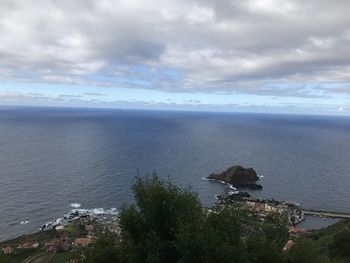 High angle view of sea against sky