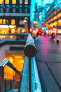 Close-up of illuminated city at night